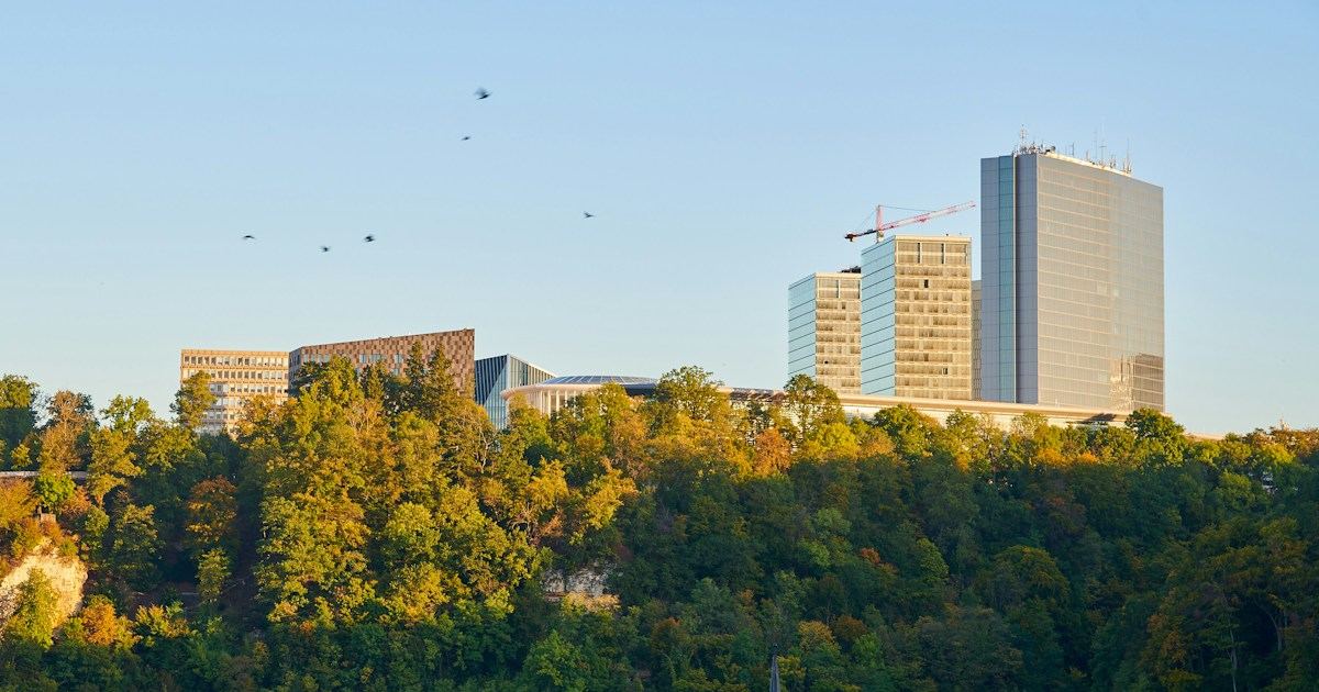 Le plateau du Kirchberg à Luxembourg, siège de la Cour de justice de l'Union européenne